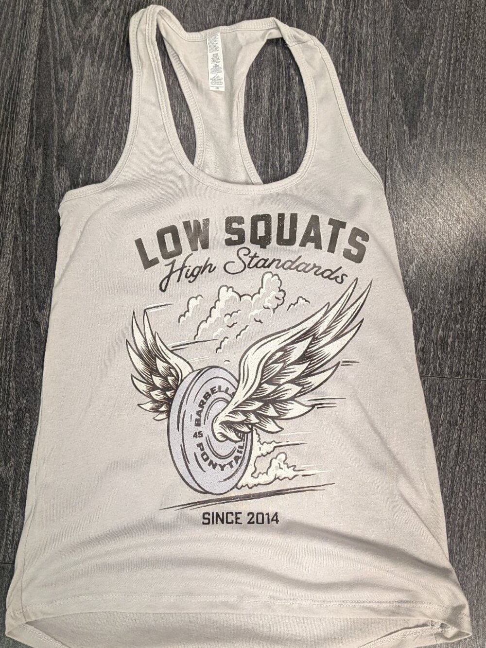 Barbells And Ponytails  Racerback "Wings" Tank Top Sz XS NEW